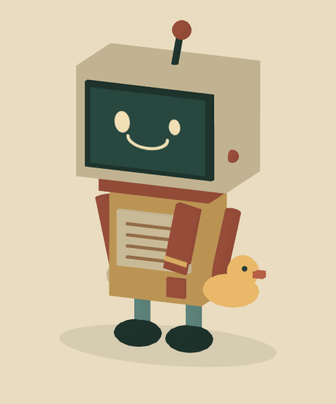Pip, an original three-dimensional little CRT puppet in a patched red scarf.